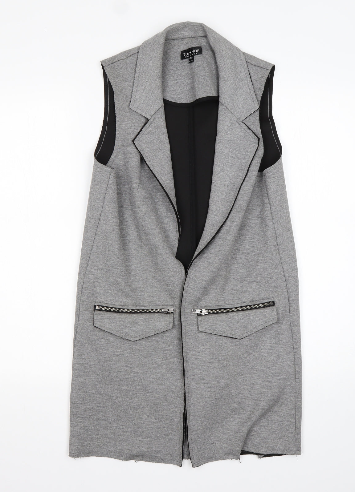 Topshop Womens Grey  Polyester Jacket Blazer Size 8