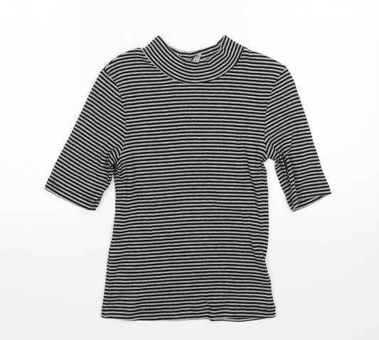 H&M Womens Multicoloured Round Neck Striped Cotton Pullover Jumper Size XS