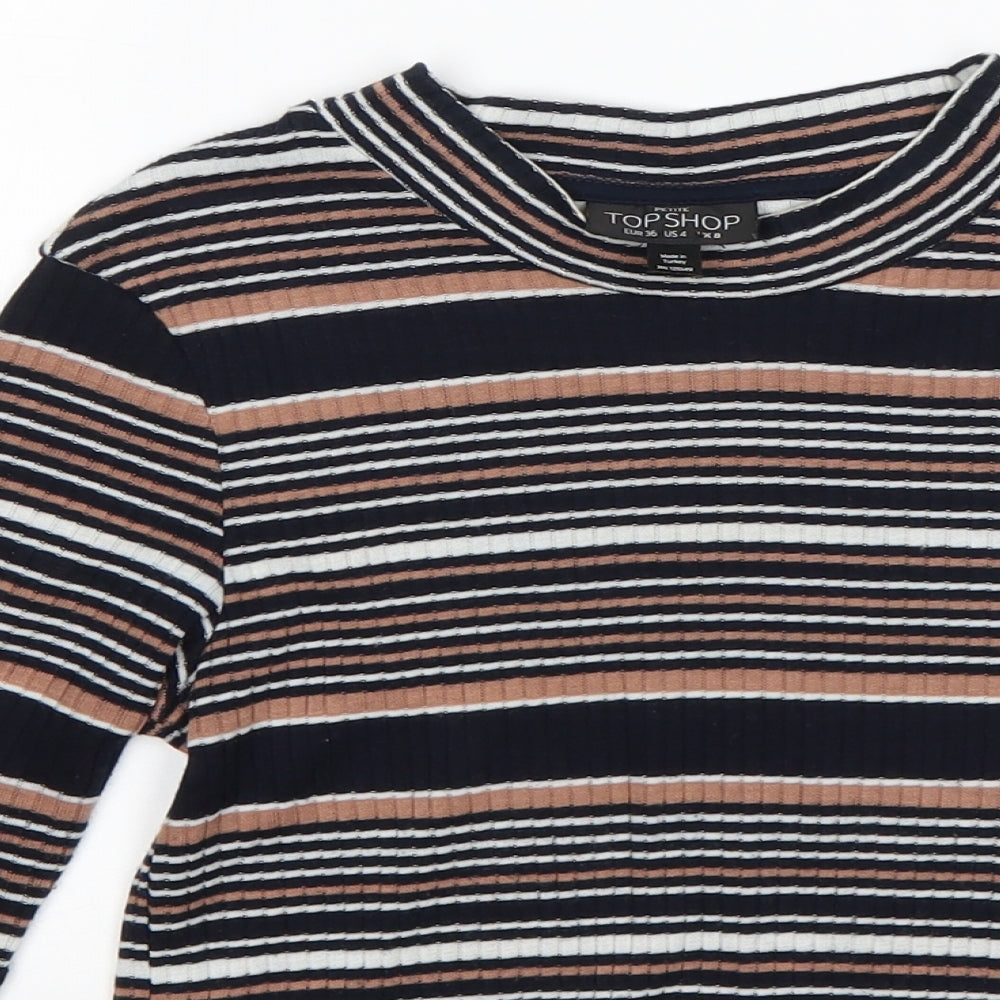 Womens UK Size 8 Topshop Multicoloured Basic T-Shirt