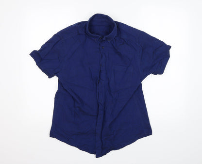 Primark Mens Blue  Cotton  Button-Up Size M Collared