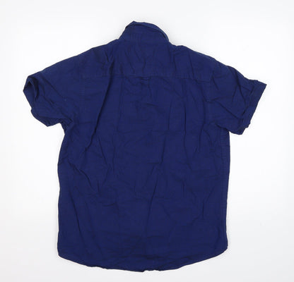 Primark Mens Blue  Cotton  Button-Up Size M Collared