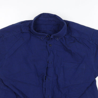 Primark Mens Blue  Cotton  Button-Up Size M Collared