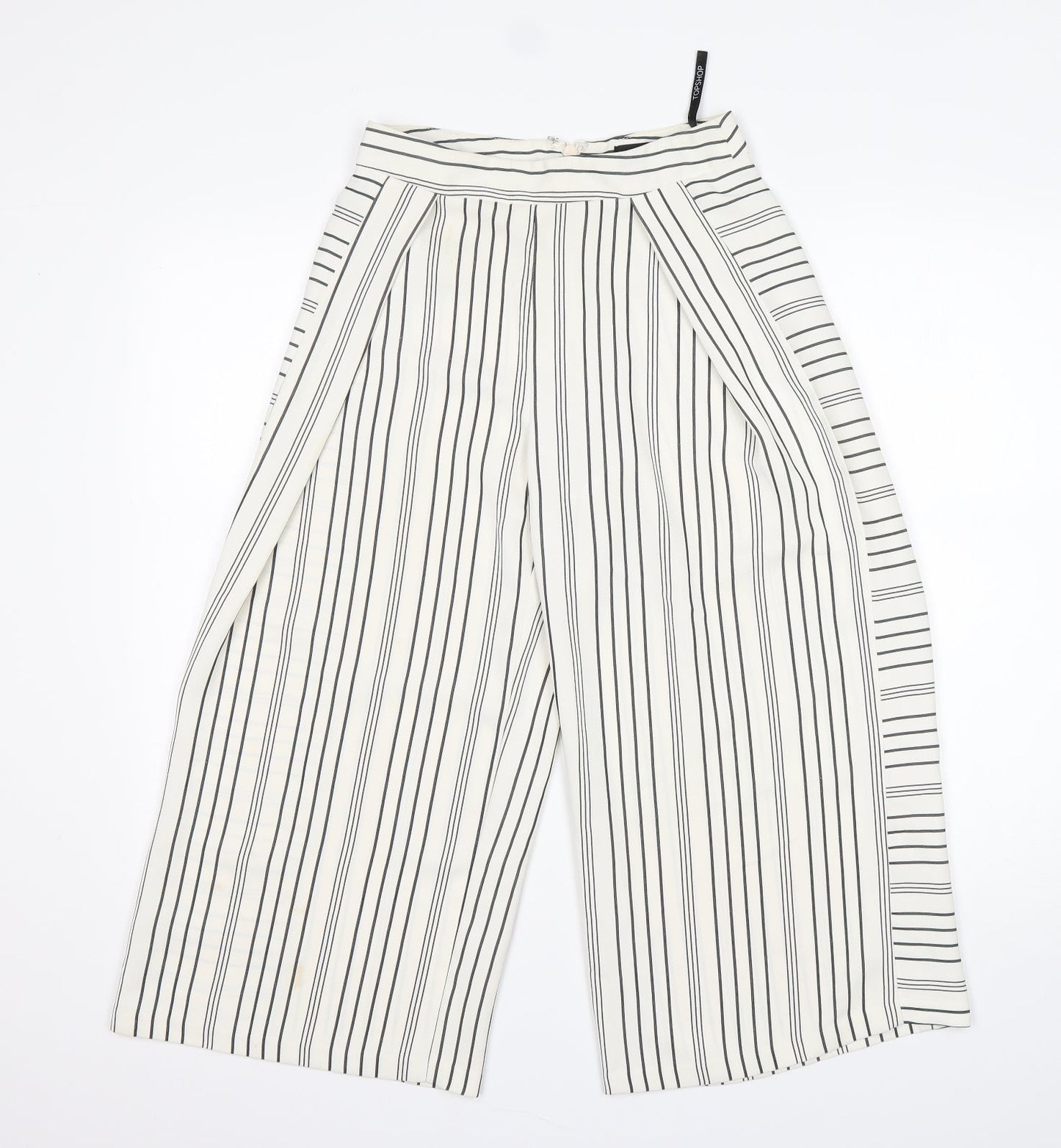 Topshop Womens Multicoloured Striped Polyester Cropped Trousers Size 6 L22 in Regular
