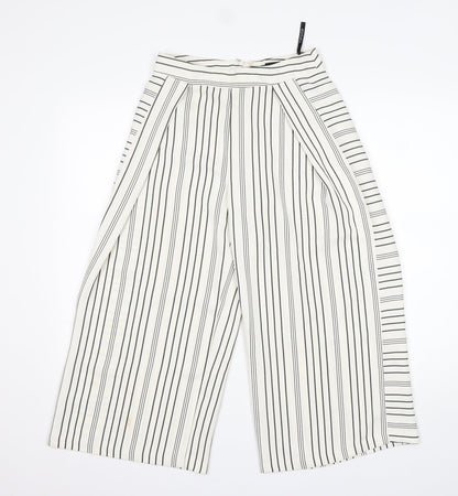 Topshop Womens Multicoloured Striped Polyester Cropped Trousers Size 6 L22 in Regular