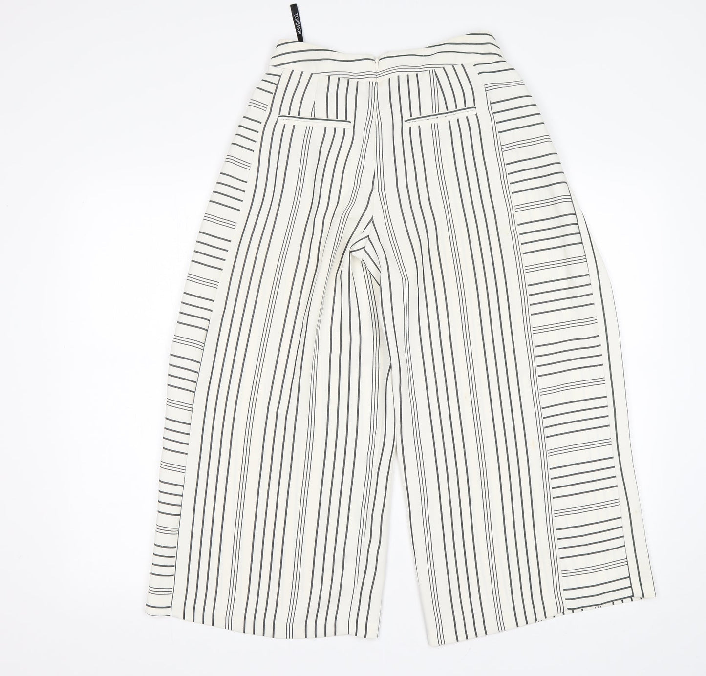 Topshop Womens Multicoloured Striped Polyester Cropped Trousers Size 6 L22 in Regular