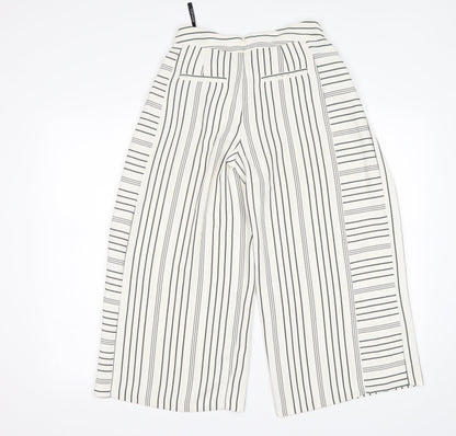 Topshop Womens Multicoloured Striped Polyester Cropped Trousers Size 6 L22 in Regular