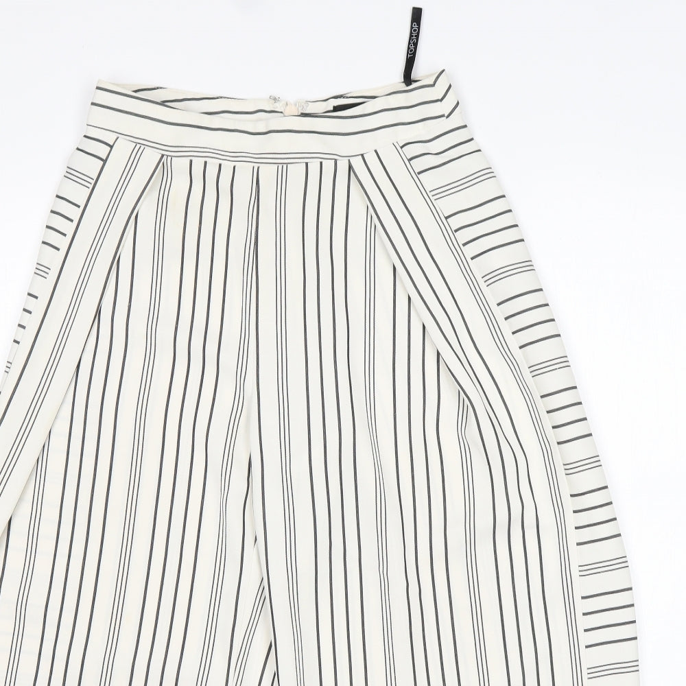 Topshop Womens Multicoloured Striped Polyester Cropped Trousers Size 6 L22 in Regular