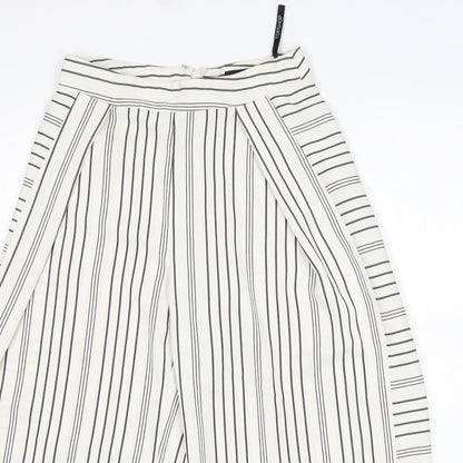 Topshop Womens Multicoloured Striped Polyester Cropped Trousers Size 6 L22 in Regular