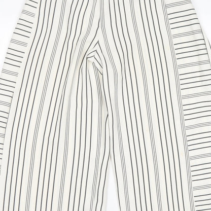 Topshop Womens Multicoloured Striped Polyester Cropped Trousers Size 6 L22 in Regular