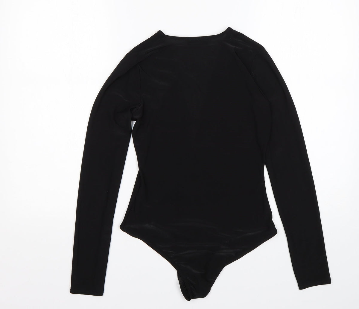 Back view of EDGE women’s black polyester bodysuit one-piece, size UK 8