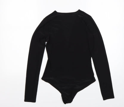 Back view of EDGE women’s black polyester bodysuit one-piece, size UK 8