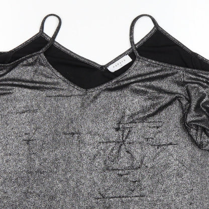 Papaya Womens Silver  Polyester Basic Blouse Size 12 V-Neck