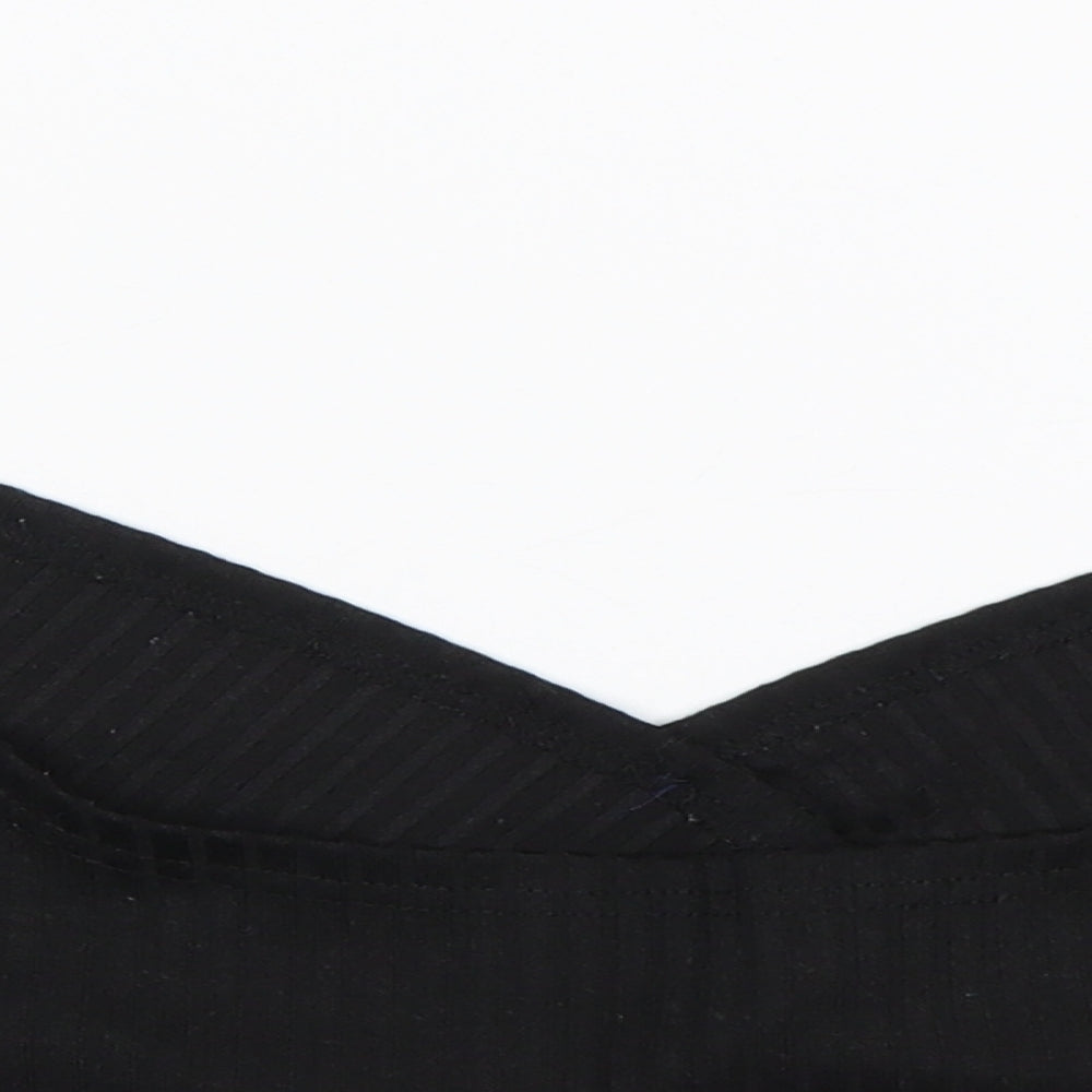 Shein  Womens Black  Cotton Cropped T-Shirt Size L V-Neck