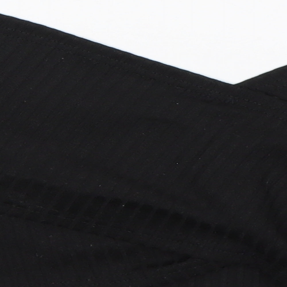 Shein  Womens Black  Cotton Cropped T-Shirt Size L V-Neck