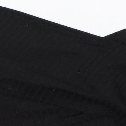 Shein  Womens Black  Cotton Cropped T-Shirt Size L V-Neck