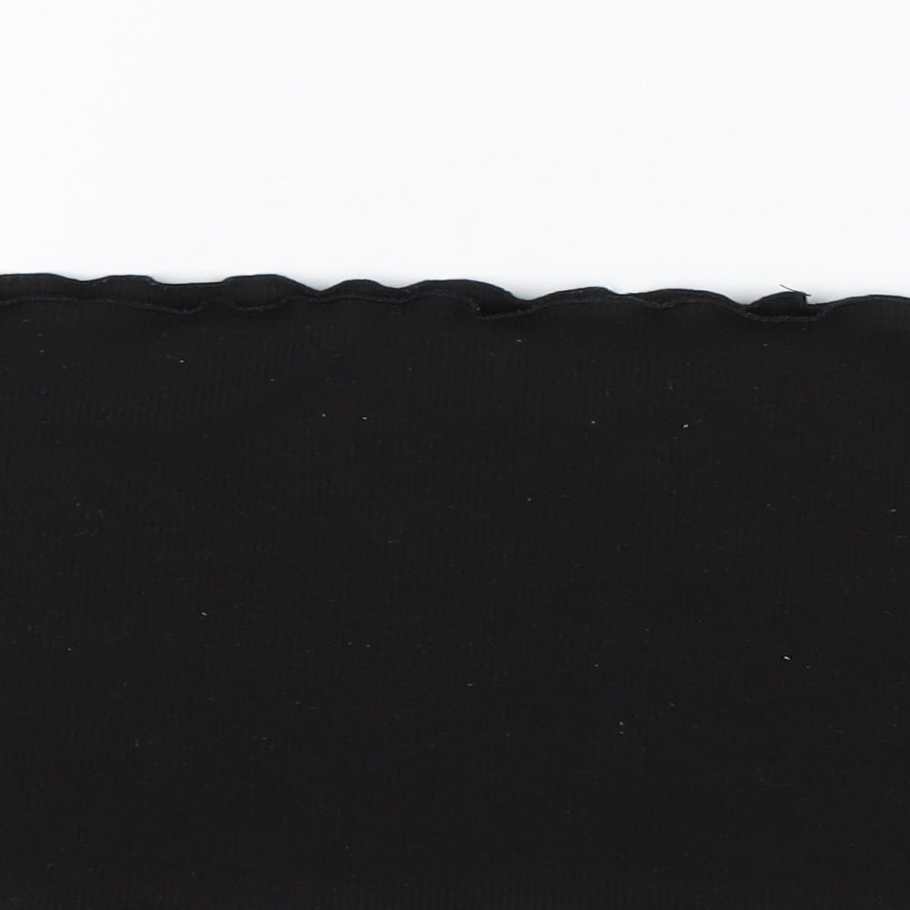 Shein  Womens Black  Cotton Cropped T-Shirt Size L Off the Shoulder