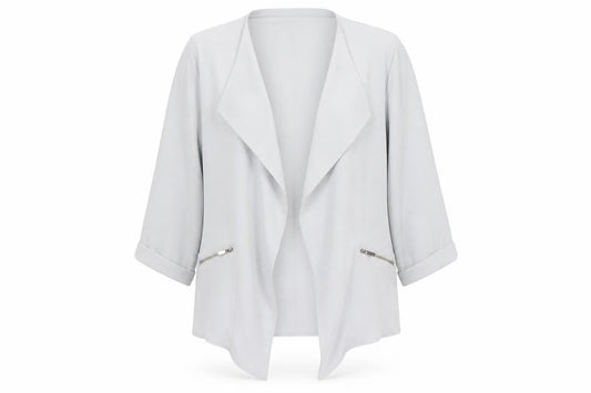 Front view of Select women’s grey polyester jacket blazer, size UK 12