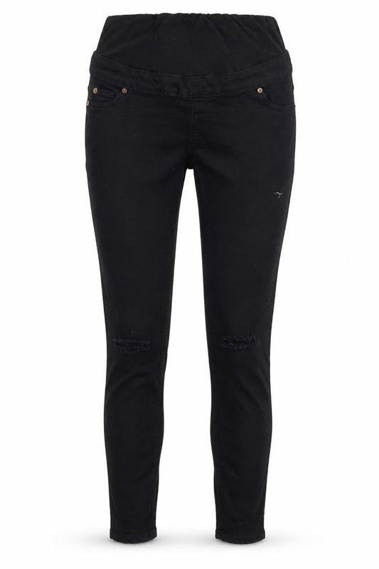 Front view of New Look women’s black cotton jegging jeans, size UK 8, 28-inch leg regular