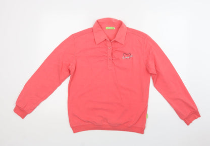 Stadlie Womens Pink  Cotton Henley Sweatshirt Size M  Button