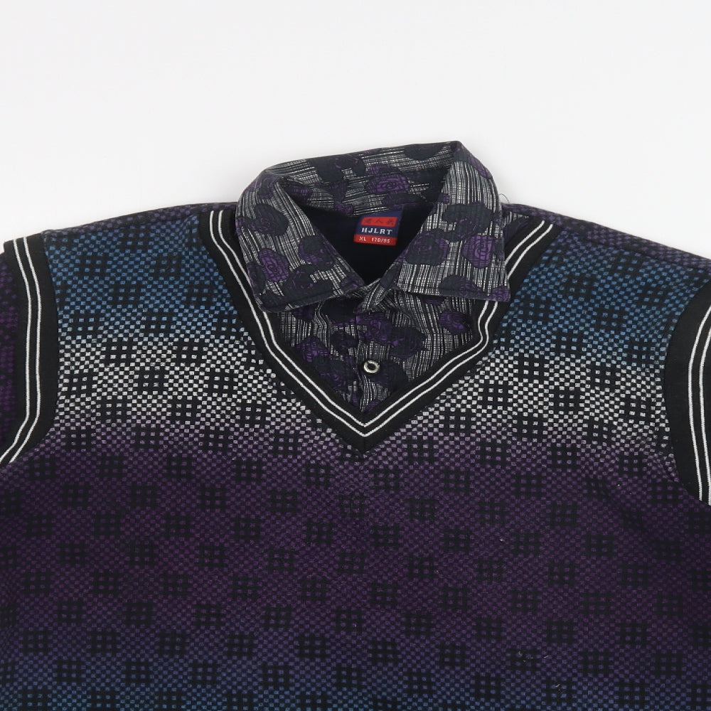 HJLRT Womens Multicoloured Collared Geometric  Henley Jumper Size XL