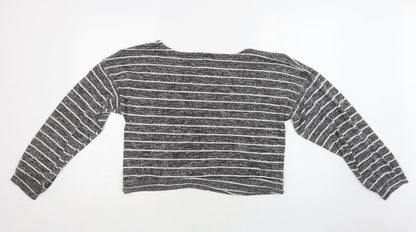 Boohoo Womens Grey Striped Viscose Top Lounge Set Size 12