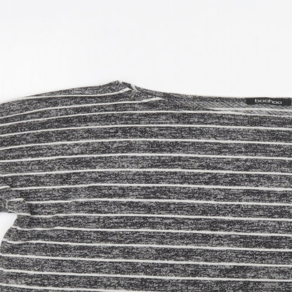 Boohoo Womens Grey Striped Viscose Top Lounge Set Size 12