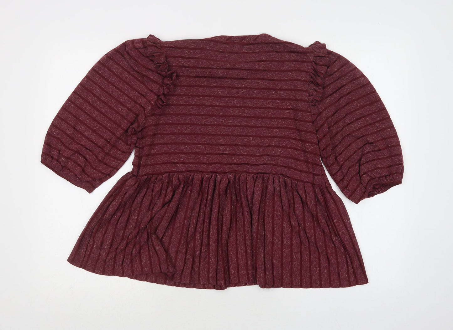 George Womens Purple Striped Polyester Basic Blouse Size 12 Crew Neck