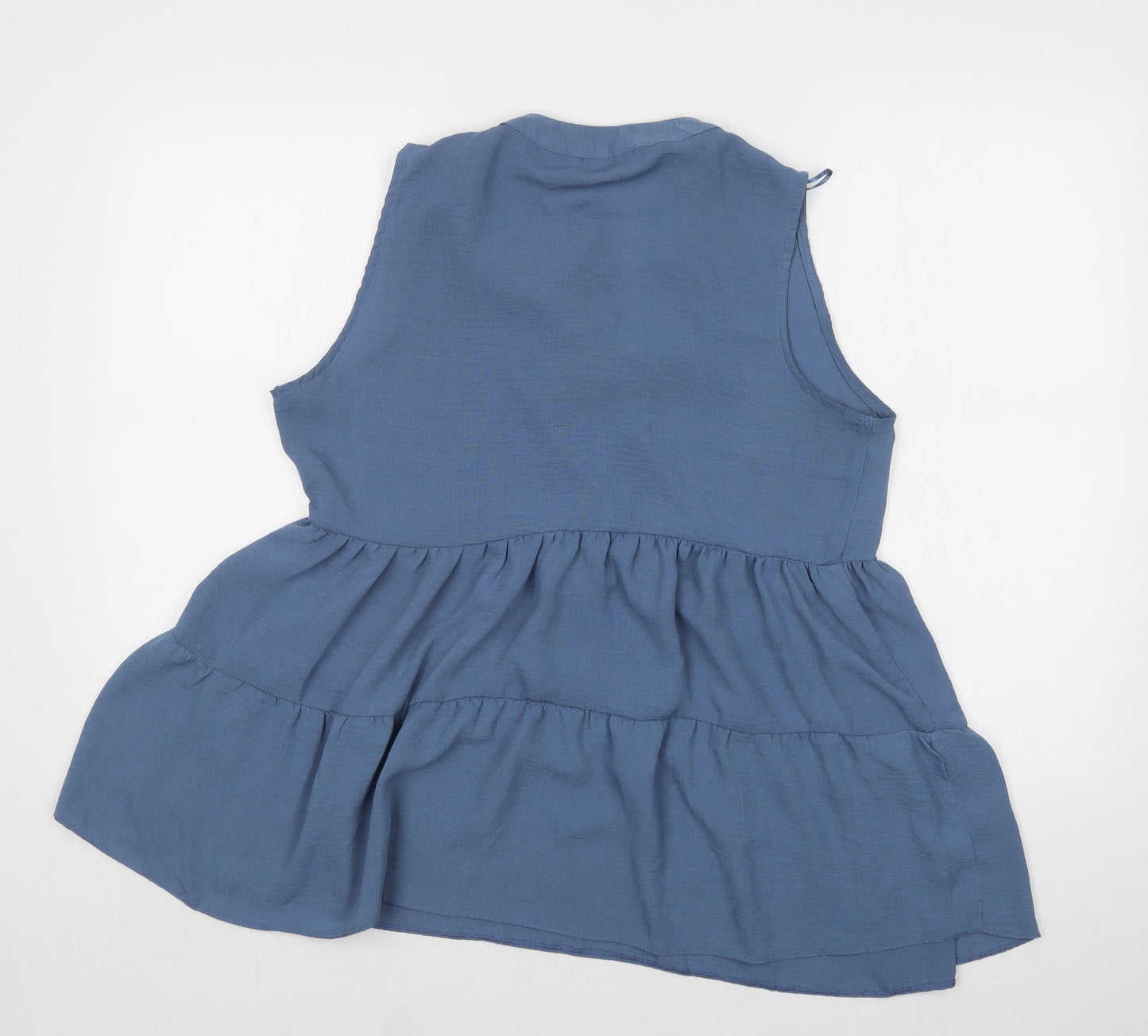 George Womens Blue  Polyester Basic Blouse Size 12 V-Neck