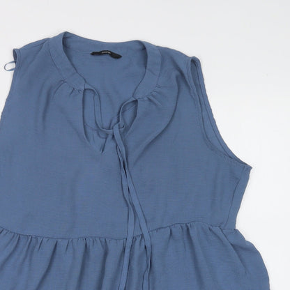 George Womens Blue  Polyester Basic Blouse Size 12 V-Neck
