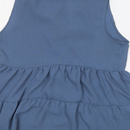 George Womens Blue  Polyester Basic Blouse Size 12 V-Neck