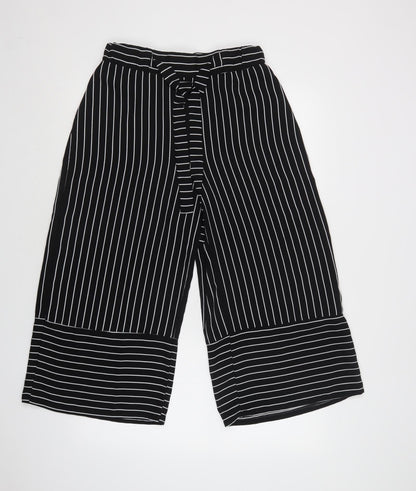 Stradivarius Womens Black Striped  Cropped Trousers Size M L25 in Regular