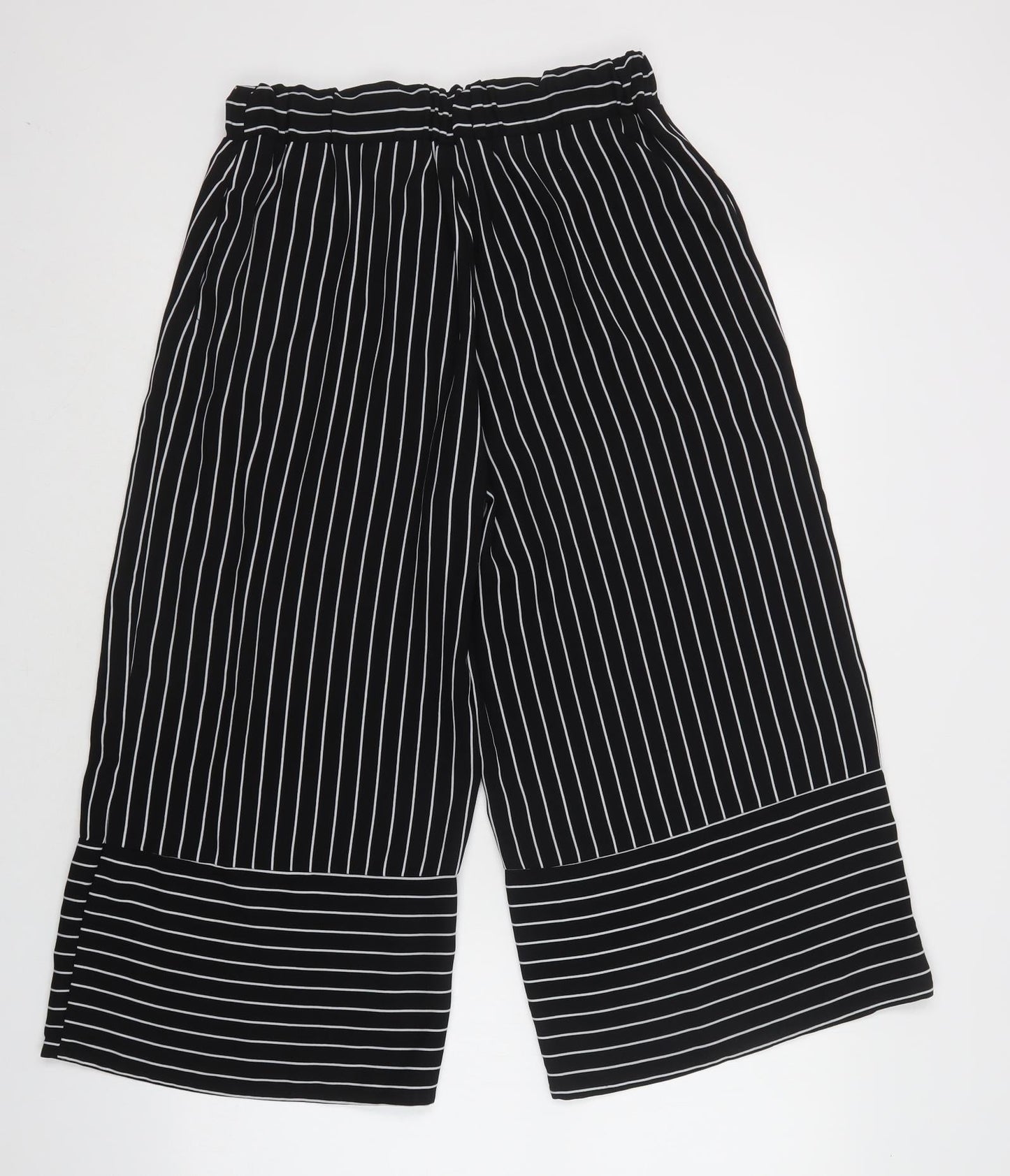 Stradivarius Womens Black Striped  Cropped Trousers Size M L25 in Regular
