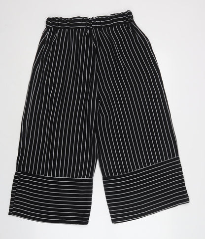 Stradivarius Womens Black Striped  Cropped Trousers Size M L25 in Regular