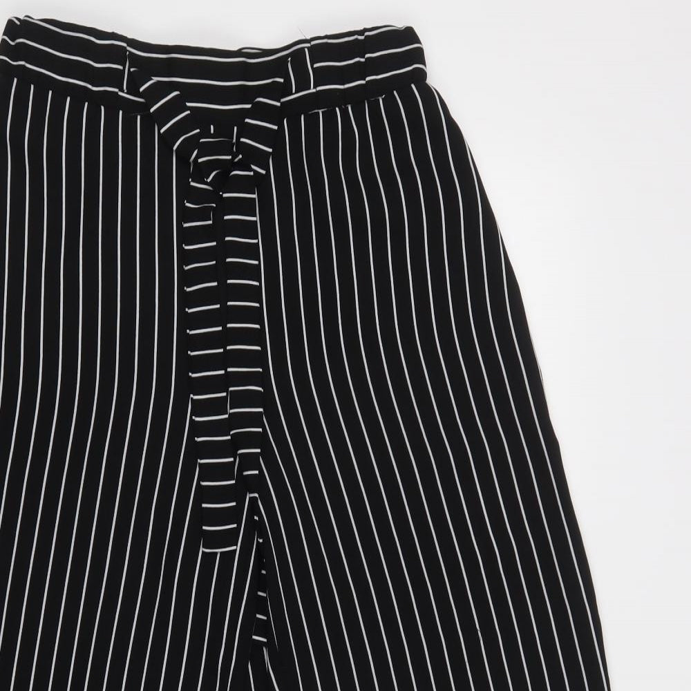 Stradivarius Womens Black Striped  Cropped Trousers Size M L25 in Regular