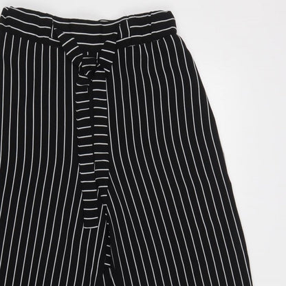 Stradivarius Womens Black Striped  Cropped Trousers Size M L25 in Regular