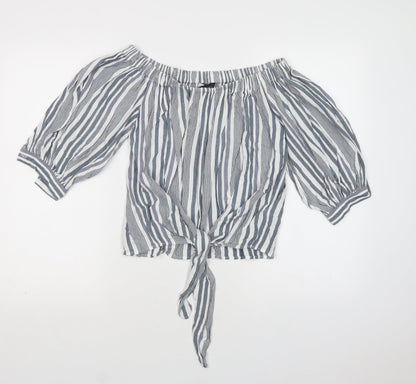 Womens UK Size 8 New Look Grey Basic Blouse