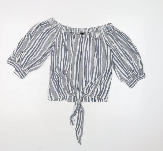 Womens UK Size 8 New Look Grey Basic Blouse