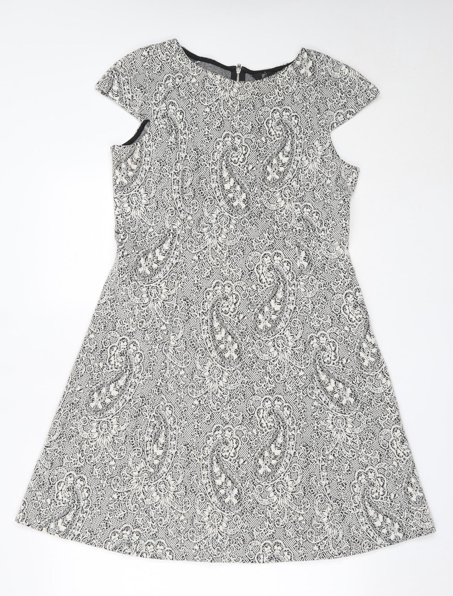 F&F Womens Ivory  Cotton Fit & Flare  Size 12  Round Neck