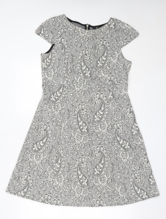 F&F Womens Ivory  Cotton Fit & Flare  Size 12  Round Neck