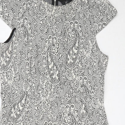 F&F Womens Ivory  Cotton Fit & Flare  Size 12  Round Neck