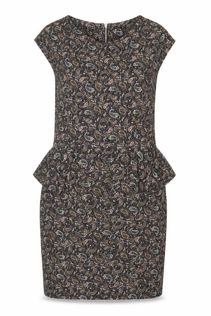 Warehouse Womens Black Paisley Viscose Shift  Size 16  Round Neck