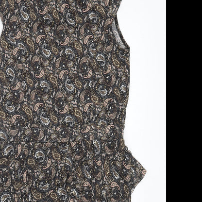 Warehouse Womens Black Paisley Viscose Shift  Size 16  Round Neck