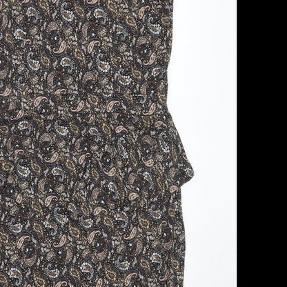 Warehouse Womens Black Paisley Viscose Shift  Size 16  Round Neck