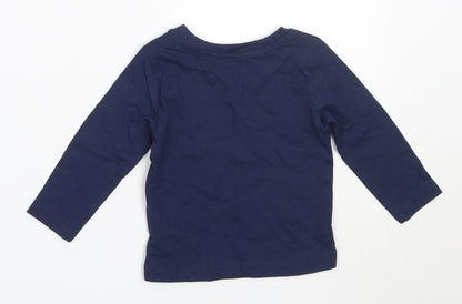 Mini Rebel Boys Blue  Cotton Basic T-Shirt Size 6-9 Months Round Neck