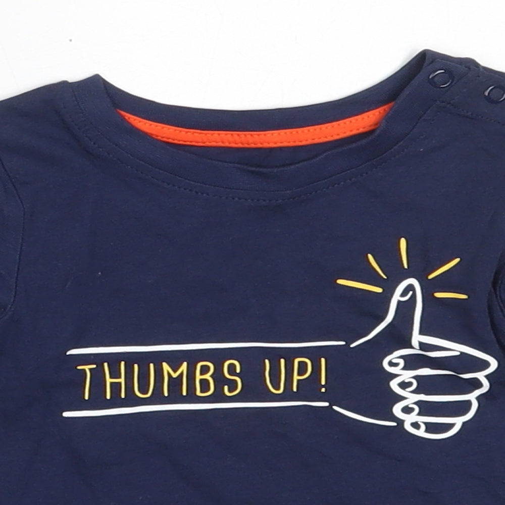 Mini Rebel Boys Blue  Cotton Basic T-Shirt Size 6-9 Months Round Neck