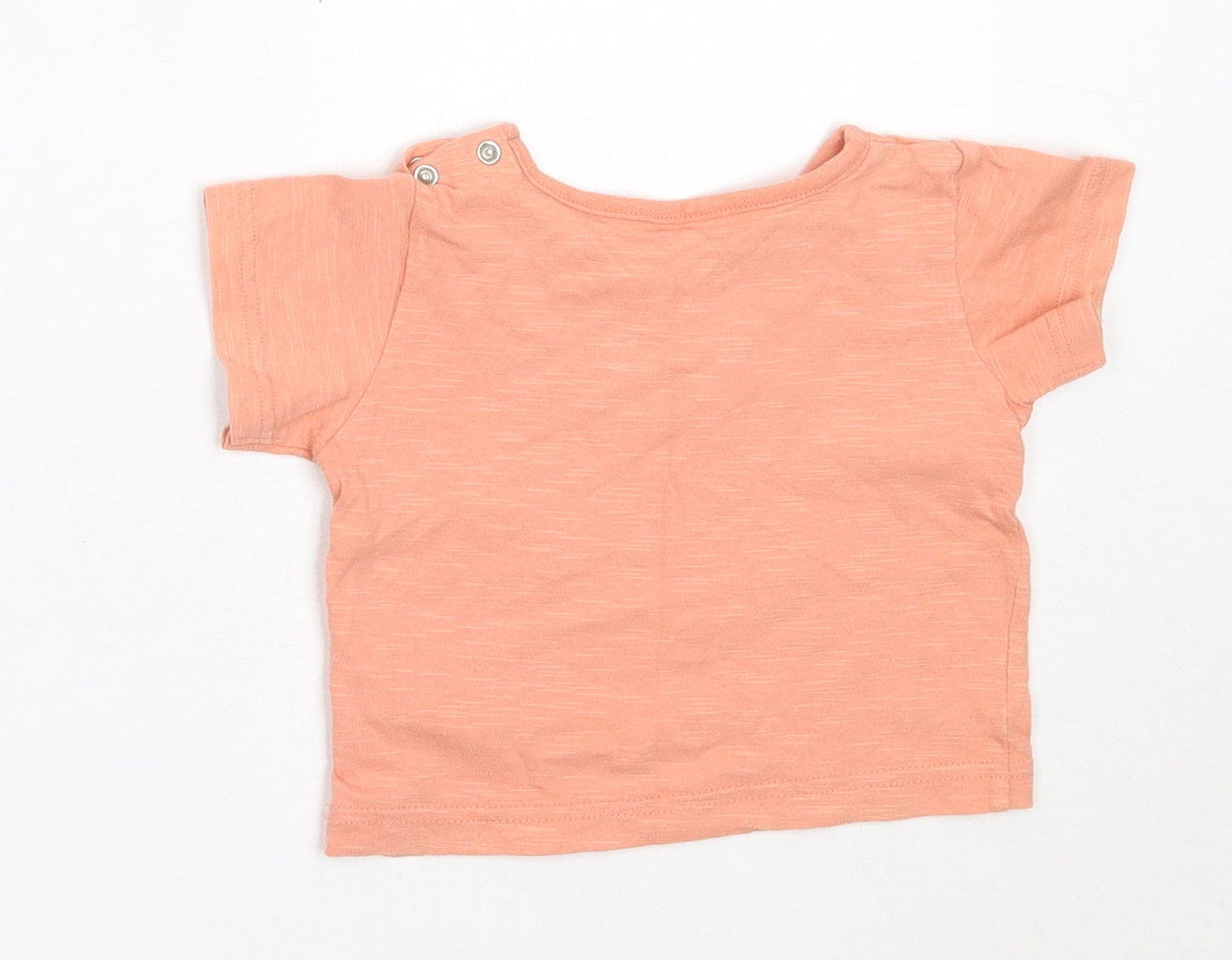 Marks and Spencer Girls Orange  Cotton Basic T-Shirt Size 6-9 Months Round Neck