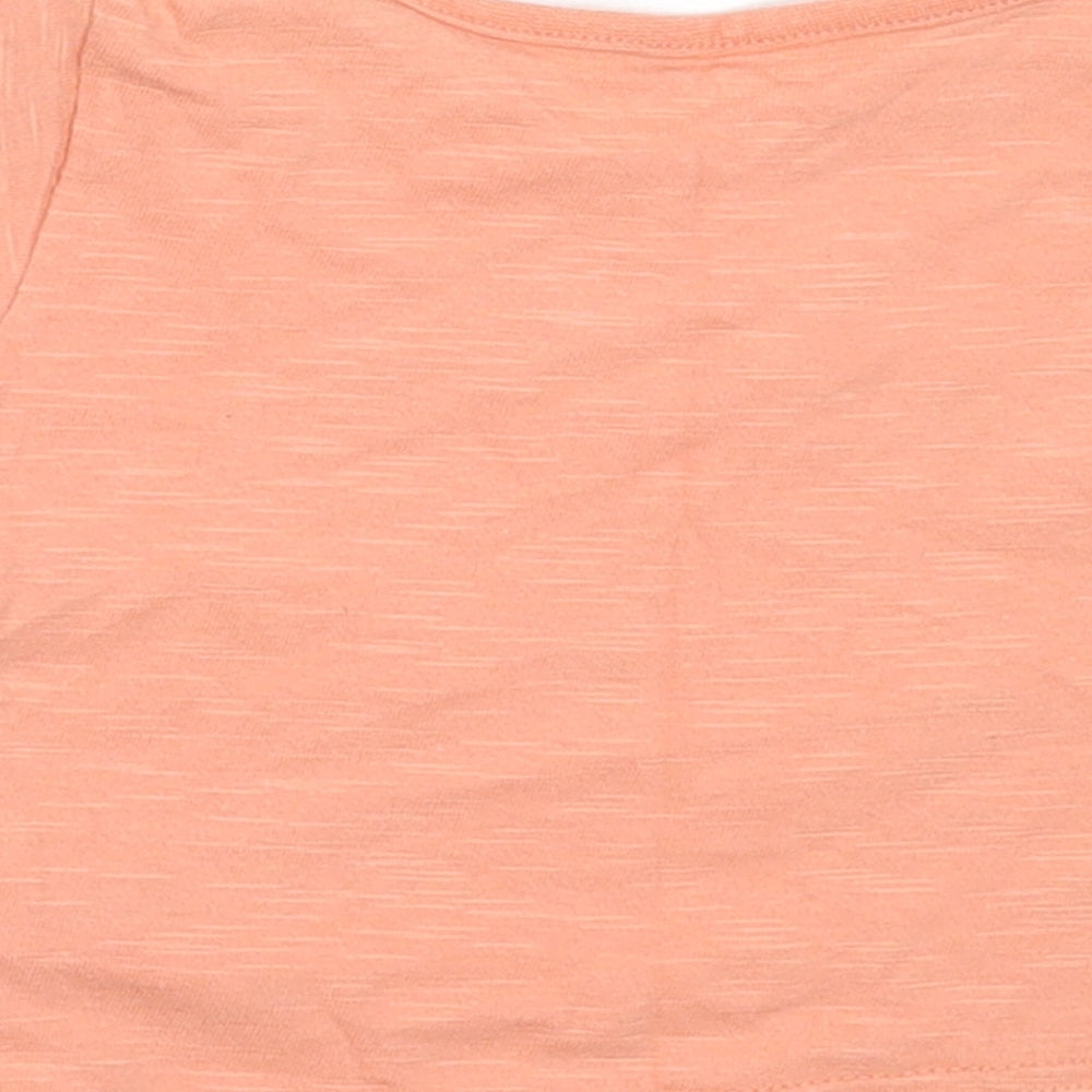 Marks and Spencer Girls Orange  Cotton Basic T-Shirt Size 6-9 Months Round Neck