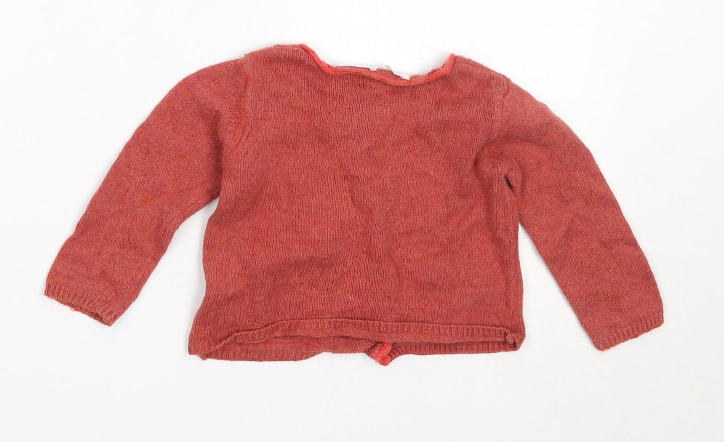 Zara Girls Red  Cotton Cardigan Jumper Size 9-12 Months
