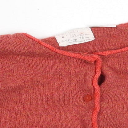 Zara Girls Red  Cotton Cardigan Jumper Size 9-12 Months