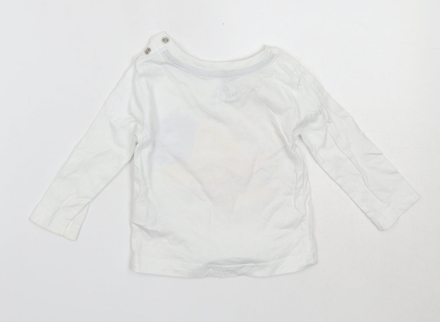 Mini Rebel Boys White  Cotton Basic T-Shirt Size 6-9 Months Round Neck